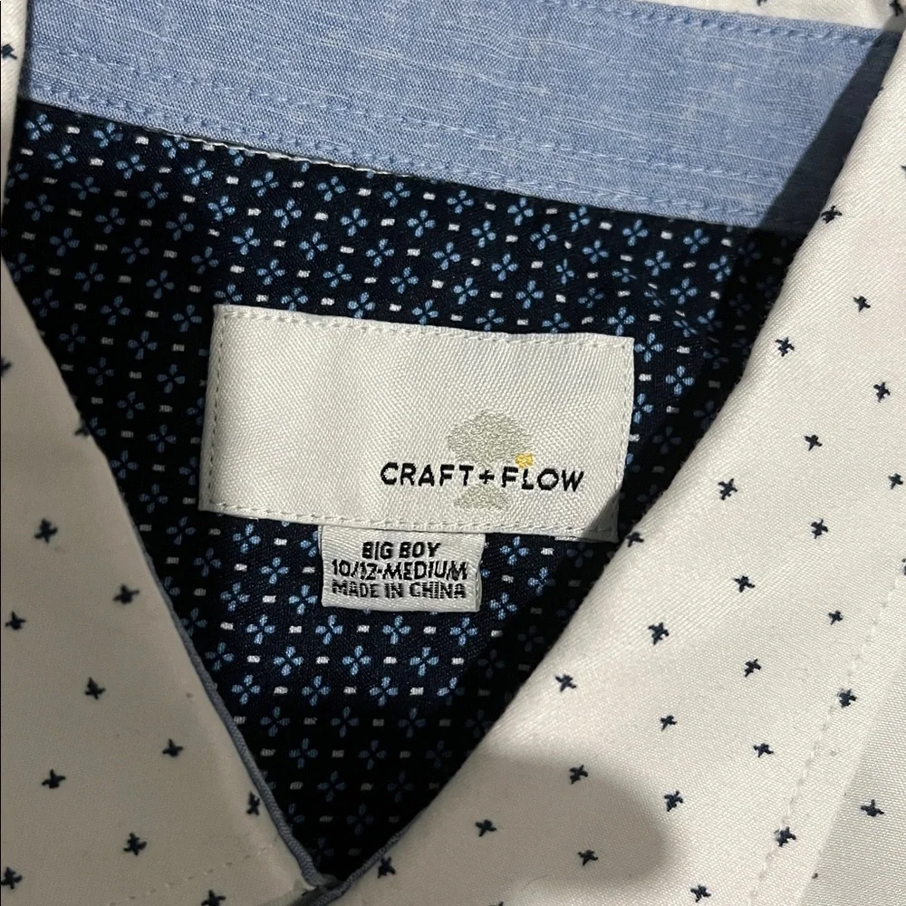 Kids' White Polka Dot Button Down Shirt